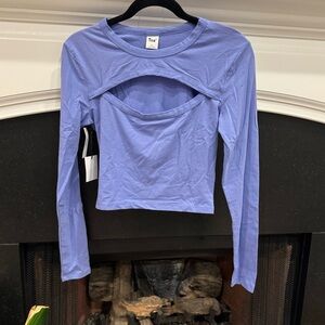 TNA Aritzia Blue Cut-Out Crop Top Size M NWT